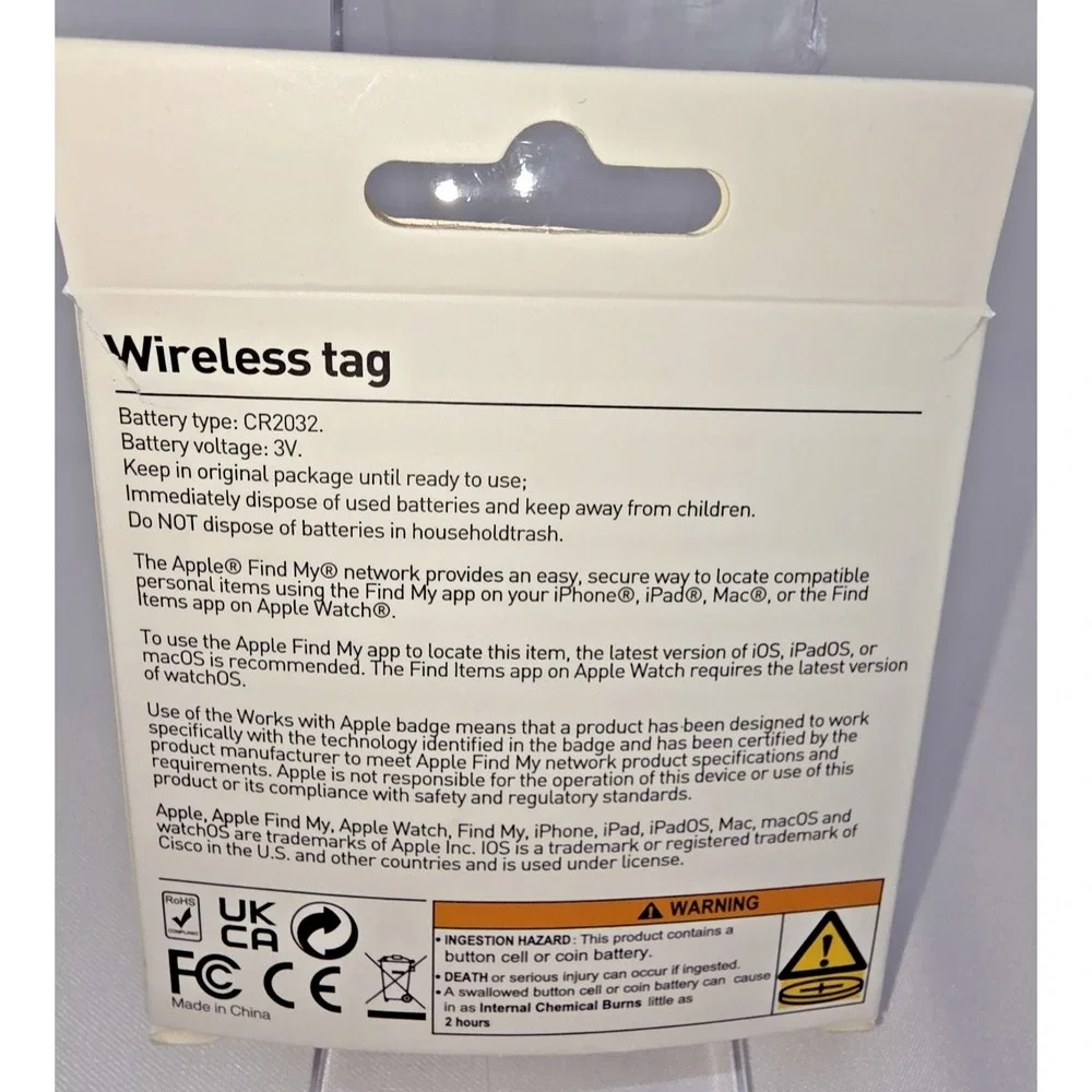 Wireless Bluetooth Tracker Tag Works with Apple Find My Pink NIB